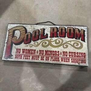 Vintage 1973‎ George Nathan & Associates Wood Pool Room Sign 15" X 7.5"